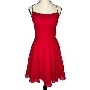 Lucci Lu Short A Line Formal Cocktail Dress Backless Corset Scoop Neck Red